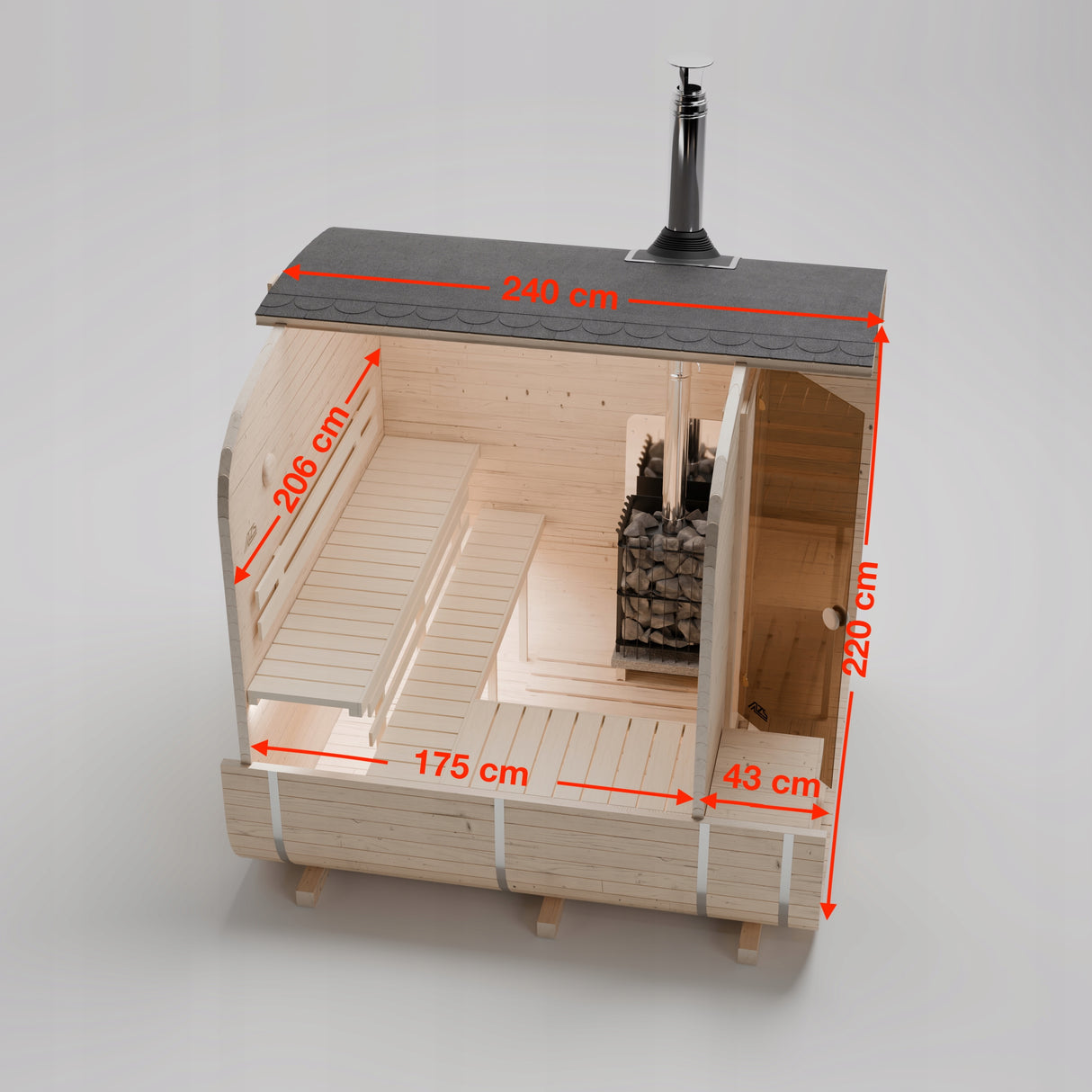 Sauna Ogrodowa Zestaw do Samodzielnego Montażu Szwedzkie Drewno Quadro240cm