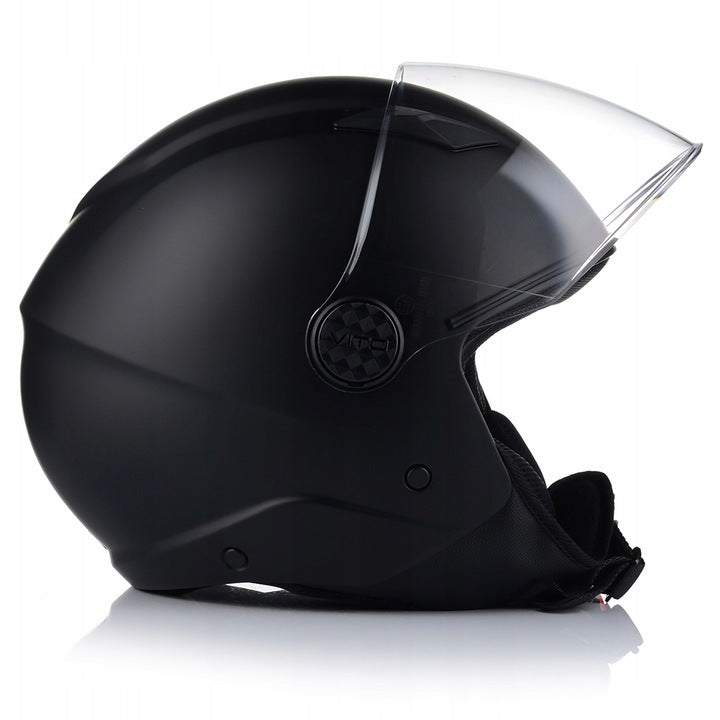 Kask Motocyklowy Otwarty CHOPPER Otwierany VITO UNO Czarny Mat S