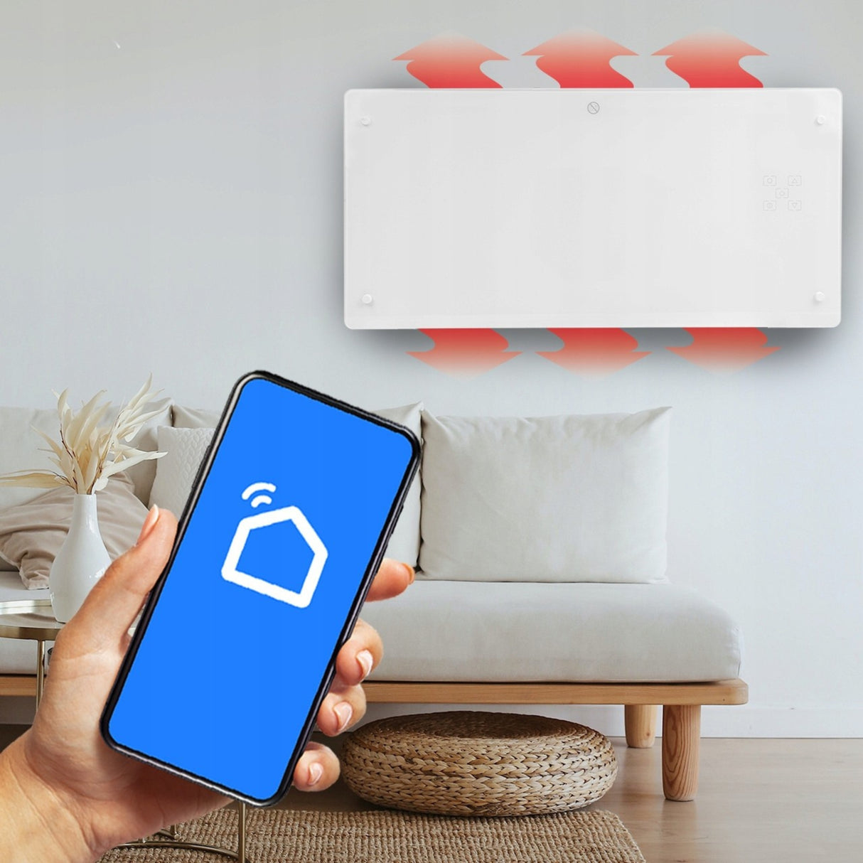 Grzejnik Konwektorowy Elektryczny Szklany Termostat Konwektor Led WiFi Eco