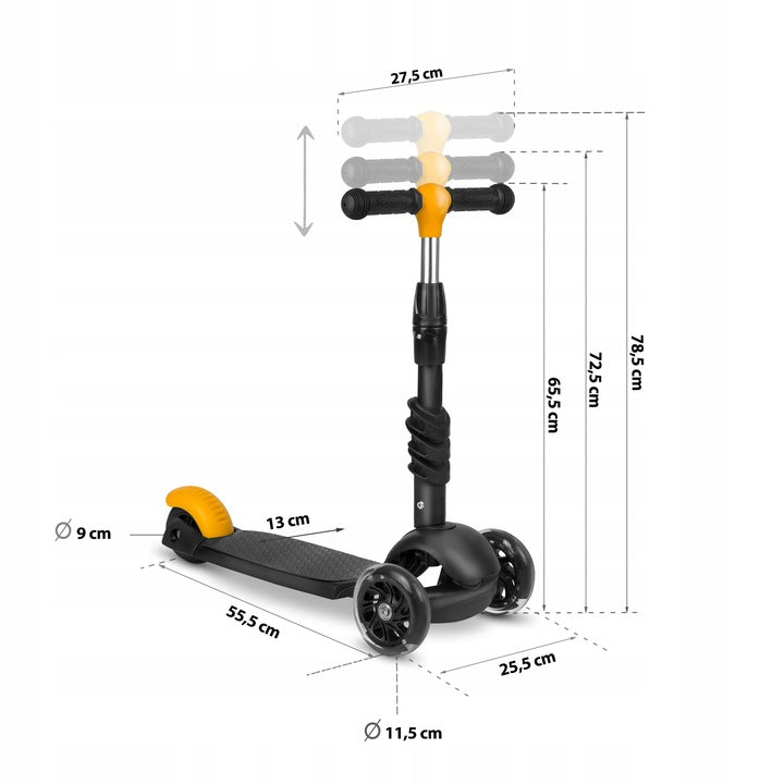 Hulajnoga Dla Dzieci Trójnoga Trójkołowa Jeździk 3w1 Balansowa Black LED