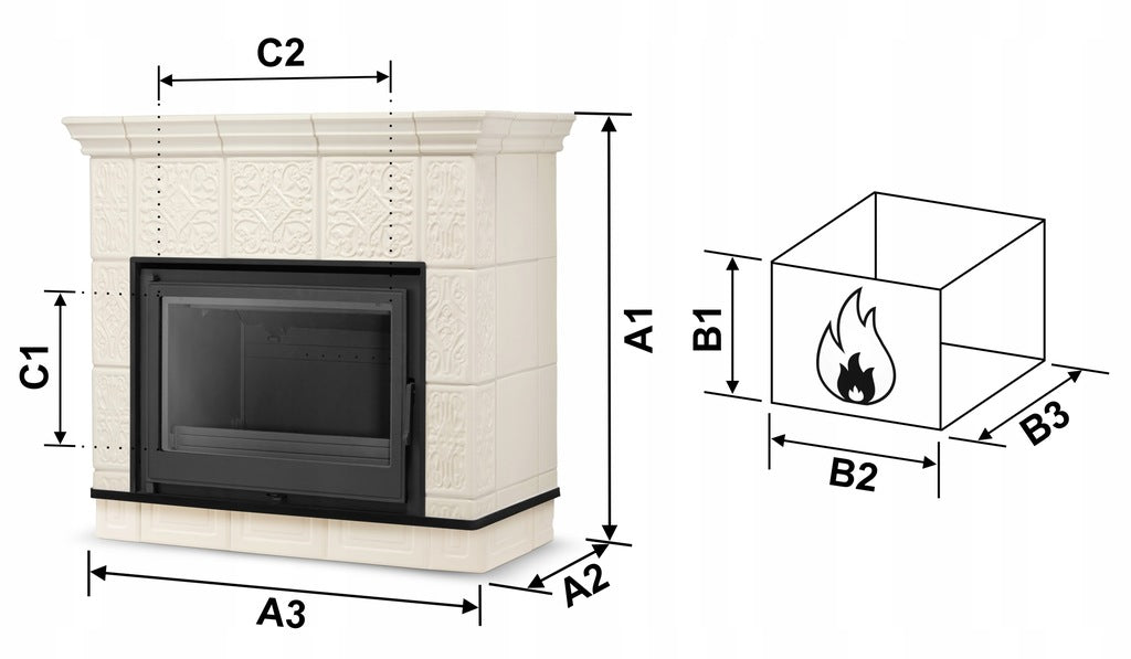 Piec Kominek Piecyk Koza Kaflowy Obudowa Kominkowa 13kW Ceramiczny Stalowy