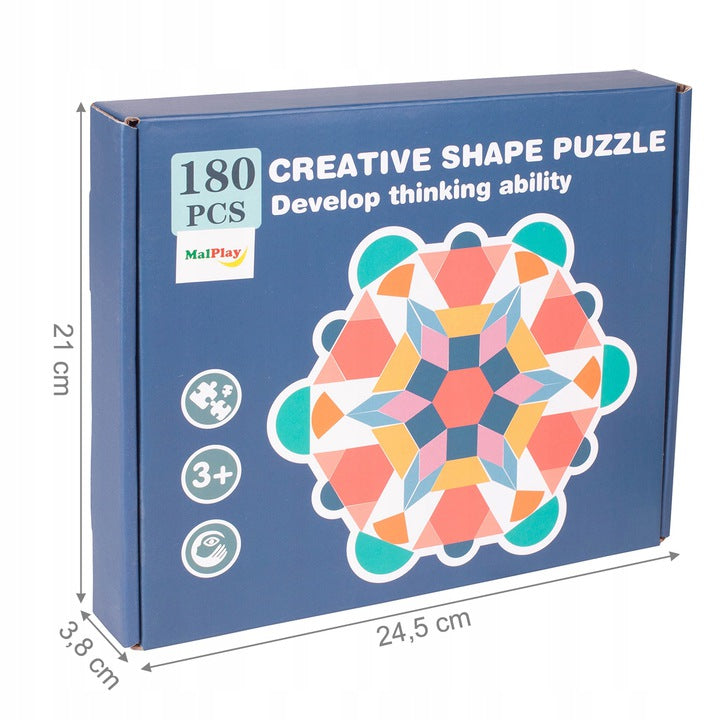 DREWNIANA UKŁADANKA PUZZLE MONTESSORI TANGRAM 180e