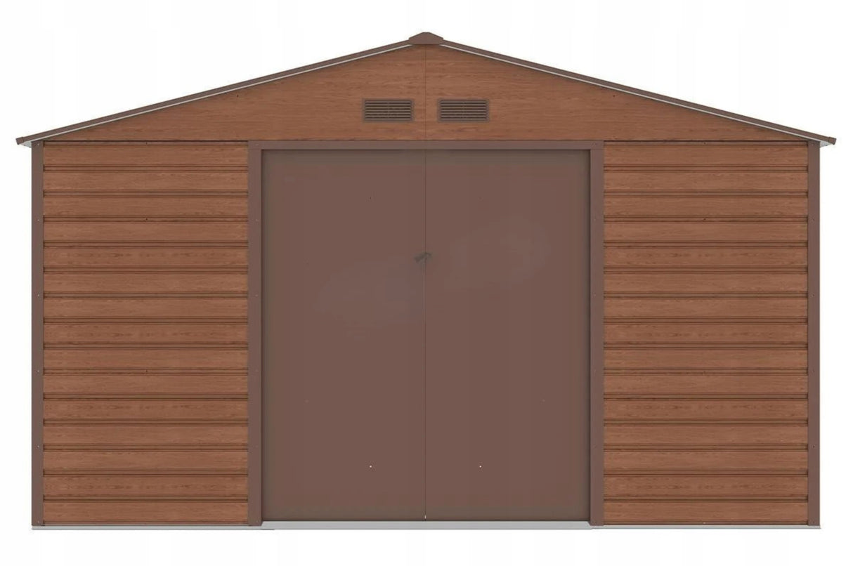 Szopa na Narzędzia Ogrodowe Blaszana Domek Imitacja Drewna 340x319cm 10,2m2