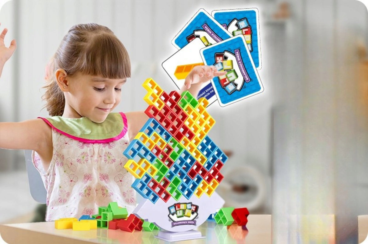 Gra Zręcznościowa Balansująca Układanka Tetris Duży Zestaw Wieża Ruchoma