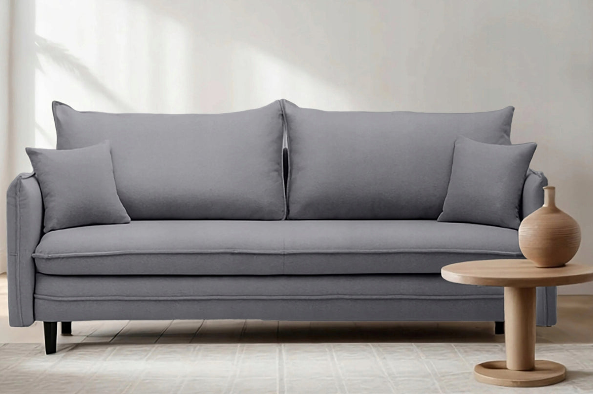 Sofa Rozkładana z Funkcją Spania i Pojemnikiem Ciemno-Szara 218 x 105 cm