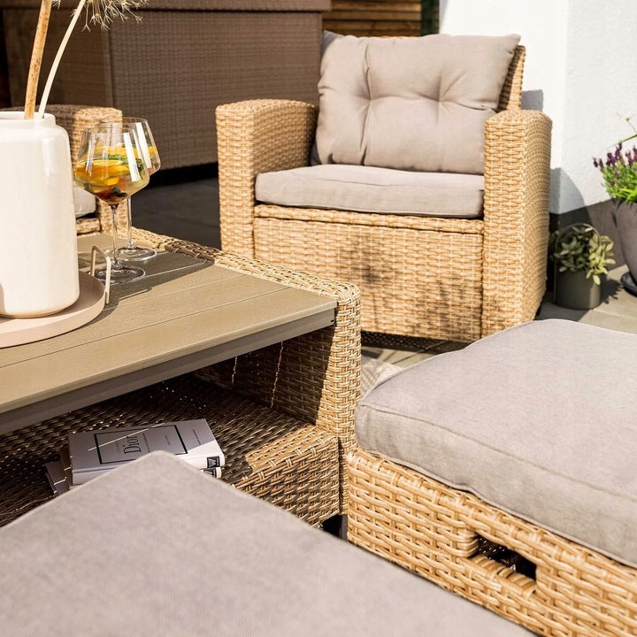 Zestaw Mebli Ogrodowych Technorattan Duży Sofa Fotele Stolik Pufa Gratis