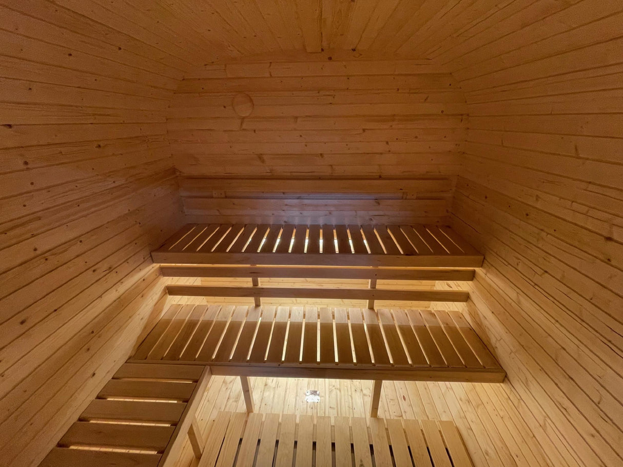 Sauna Ogrodowa z Piecem na Drewno Zestaw Szwedzkie Drewno Quadro 340 cm