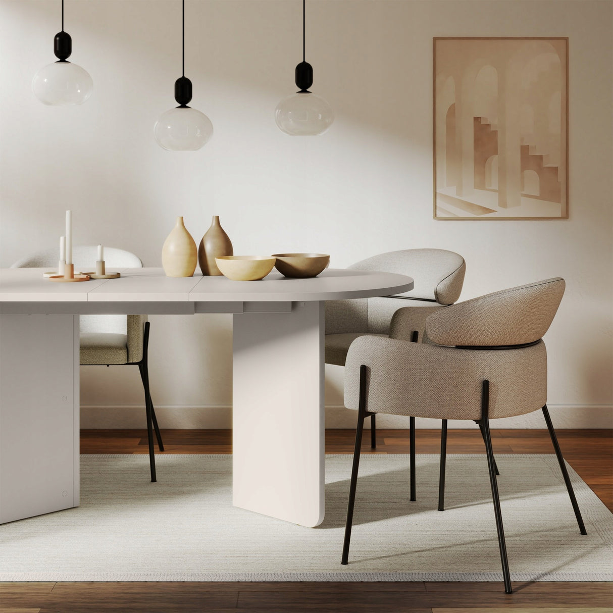 Stół Rozkładany Owalny Dwa Wkłady Powiększające Blat 140-200 x 90cm Kaszmir