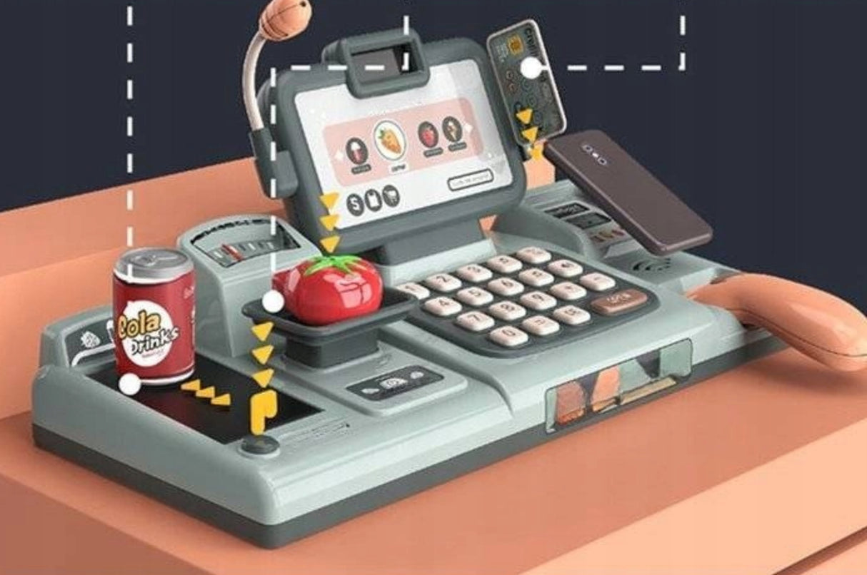 Kasa Fiskalna Sklepowa Elektroniczna Kalkulator Dźwięki Skaner Edukacyjna