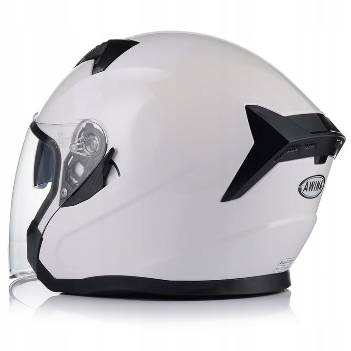 Kask Motocyklowy Otwarty Ochronny Blenda Przeciwsłoneczna Biały Rozmiar XL
