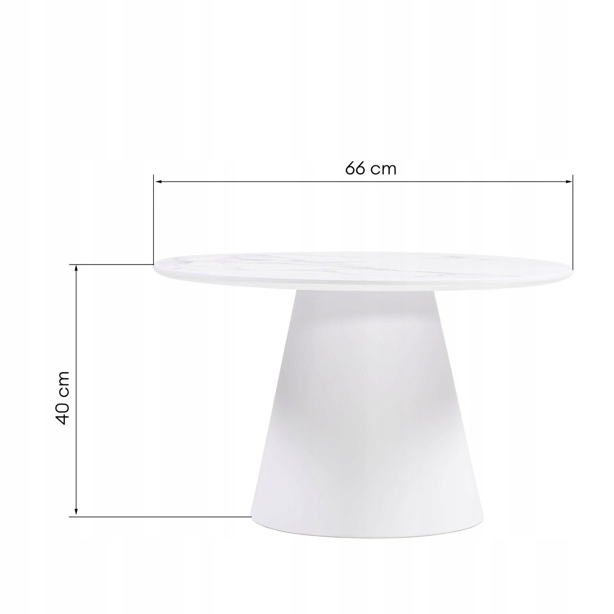 Stolik Kawowy Marmurowy Styl Nowoczesny Okrągły Kształt Blatu Biały 66 cm