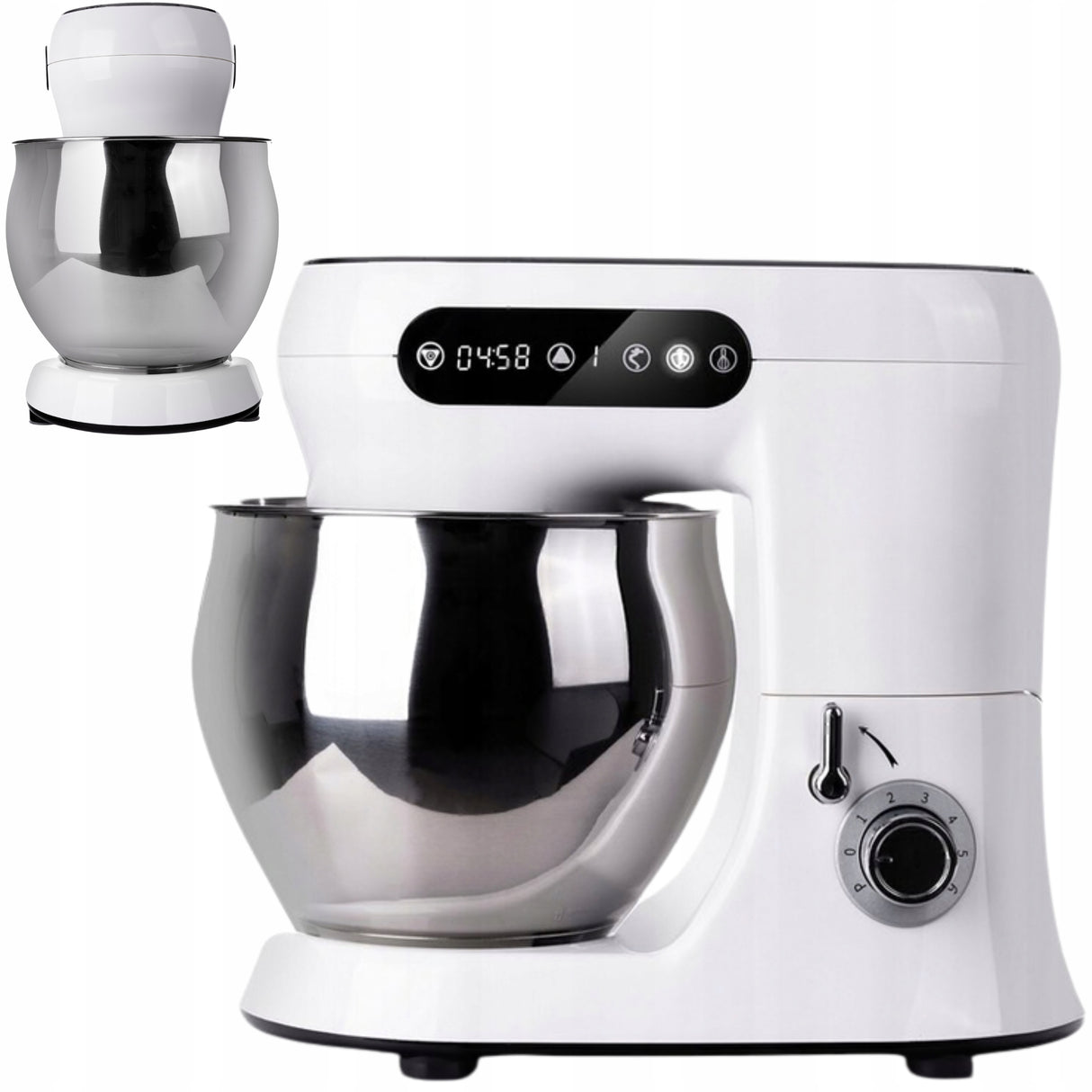 Robot Kuchenny Planetarny 1300W 5L 6 Prędkości Tryb Pulsacyjny Misa Stalowa