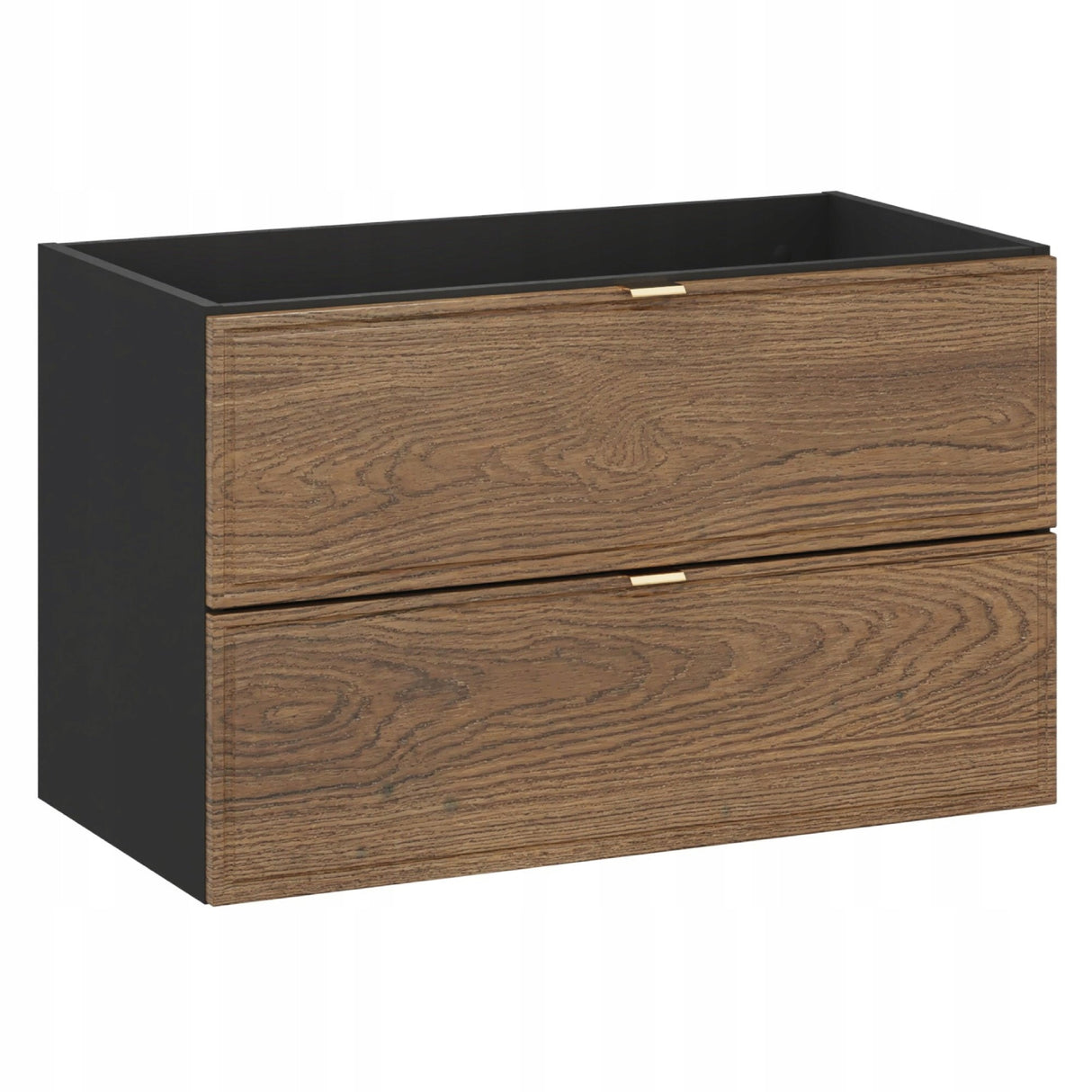 Szafka pod Umywalkę Prostokątny Kształt Czarny Mat Dąb Casella 80x45 cm