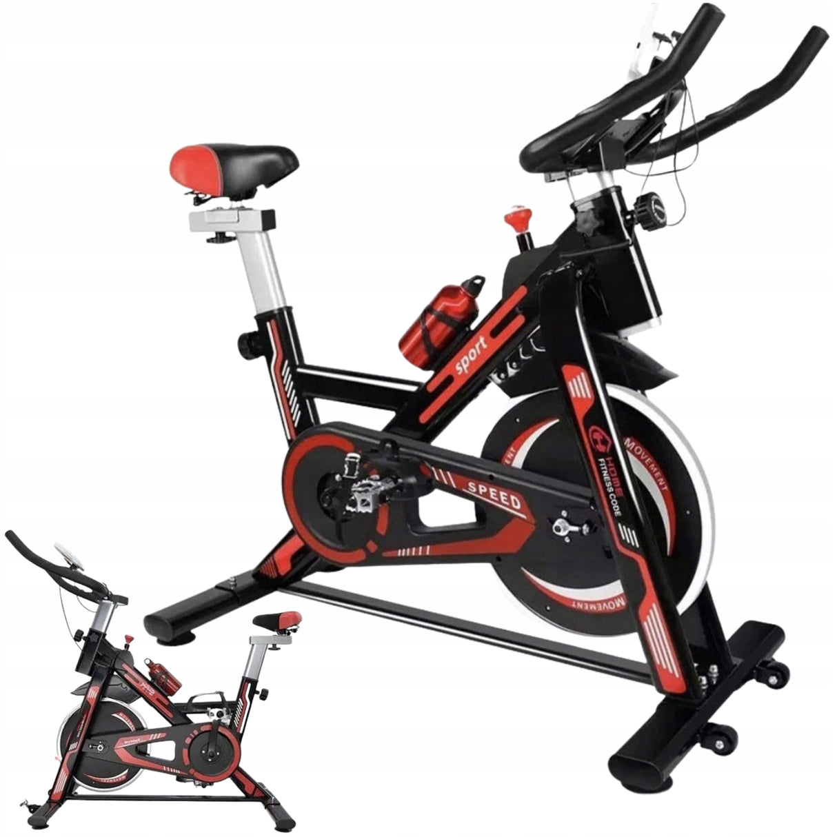 Rower Stacjonarny X24N00C081 Szybki Rozruch Regulowane Siedzisko Black-Red