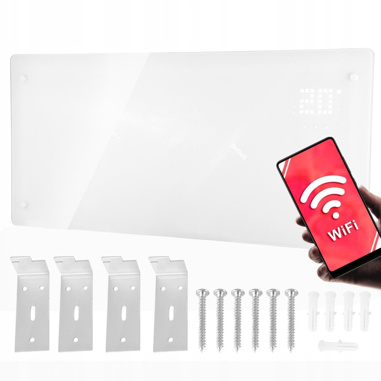 Grzejnik Elektryczny Konwektorowy Szklany WiFi 2000W Termostat IP24