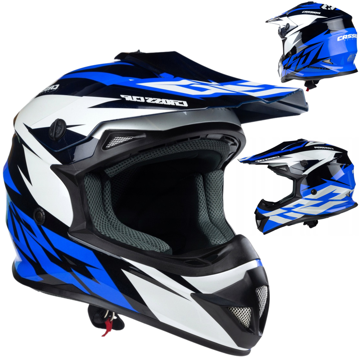 Kask Motocyklowy Cross Cup/Two + Gogle, Kominiarka, Niebieski L