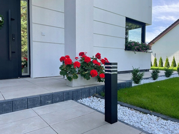 Lampa Ogrodowa stojąca słupek ogrodowy 80 cm E27 CZARNY POVES