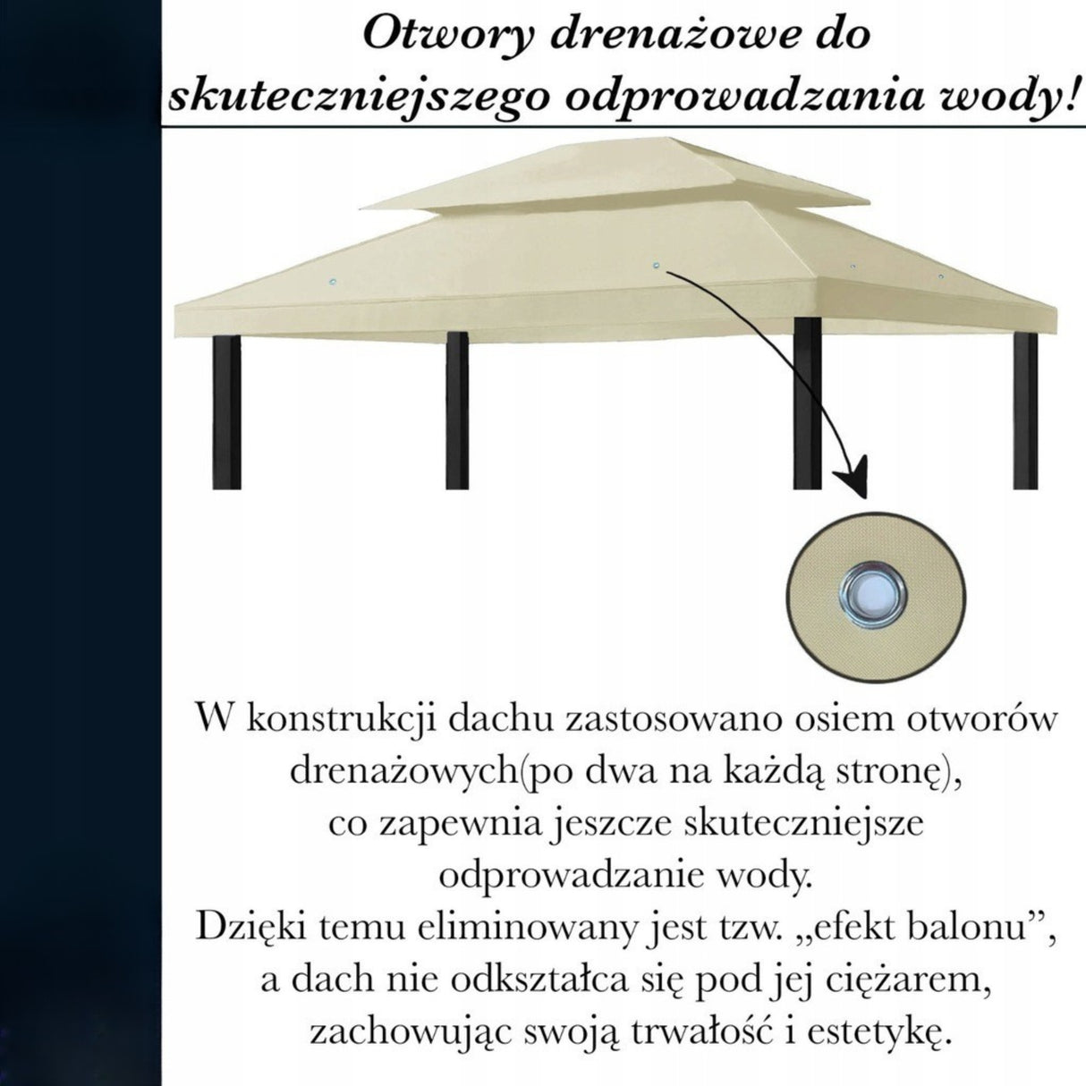 Dach Pawilon Poszycie M5 Beżowy 4x3m z Kominem do Cyrkulacji Wodoodporny