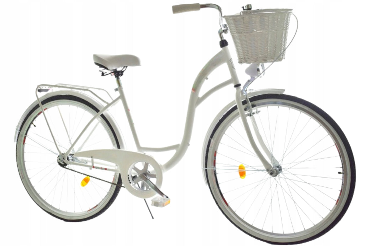 Rower Miejski Damski Lekki Aluminiowy Przerzutki Bagażnik | Koła 28" Biały