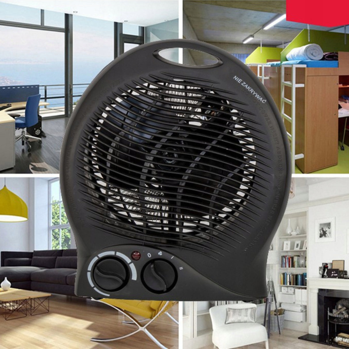 Termowentylator Grzejnik Elektryczny Farelka 2000W 3 Poziomy z Termostatem