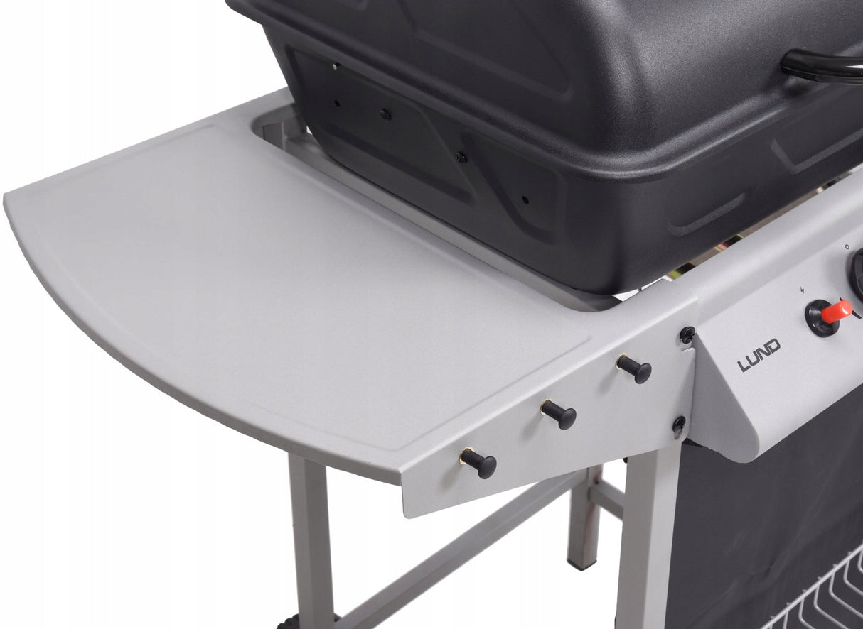 Grill Gazowy Ogrodowy Piezo Lund Czarny Kompaktowy 5,5 KW 2 Palniki