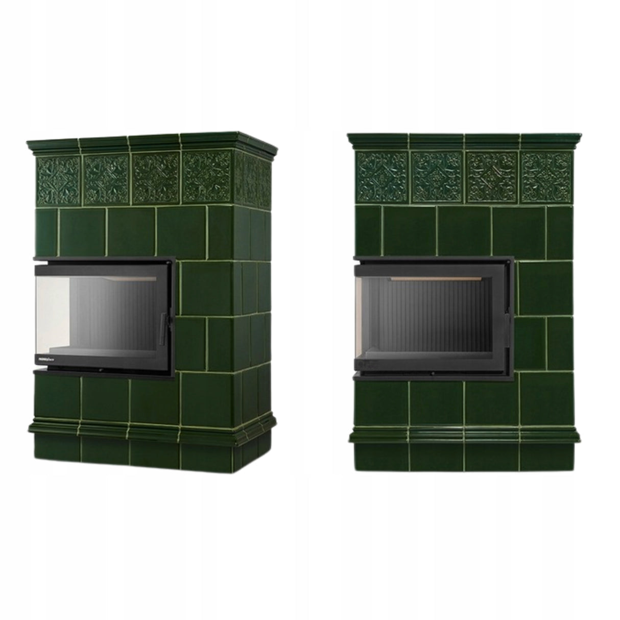 Piec Kominek Koza Ceramiczny Kaflowy Narożny 14kW Zielony Obudowa Kominkowa
