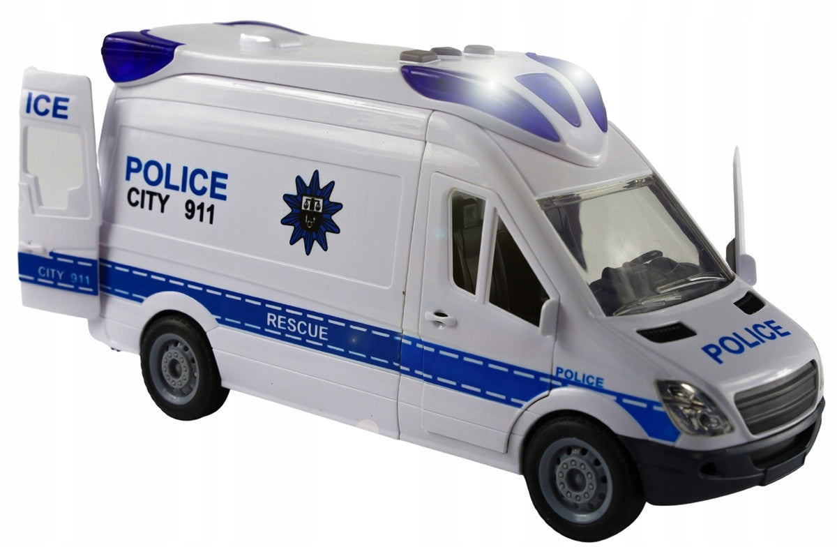 Autko Samochód Policyjny Policja Radiowóz Świeci Napęd Dźwięki Gumowe Koła