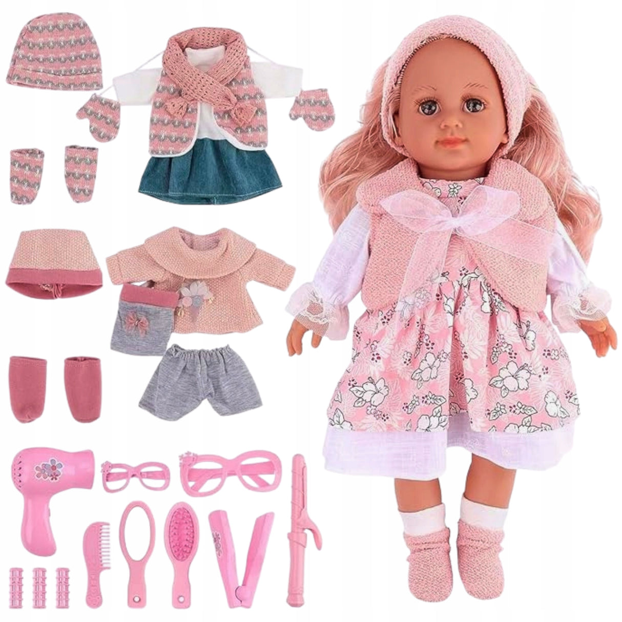 Lalka Edukacyjna z Włosami Baby Born Bobas Duża Akcesoria Zestaw Prezent