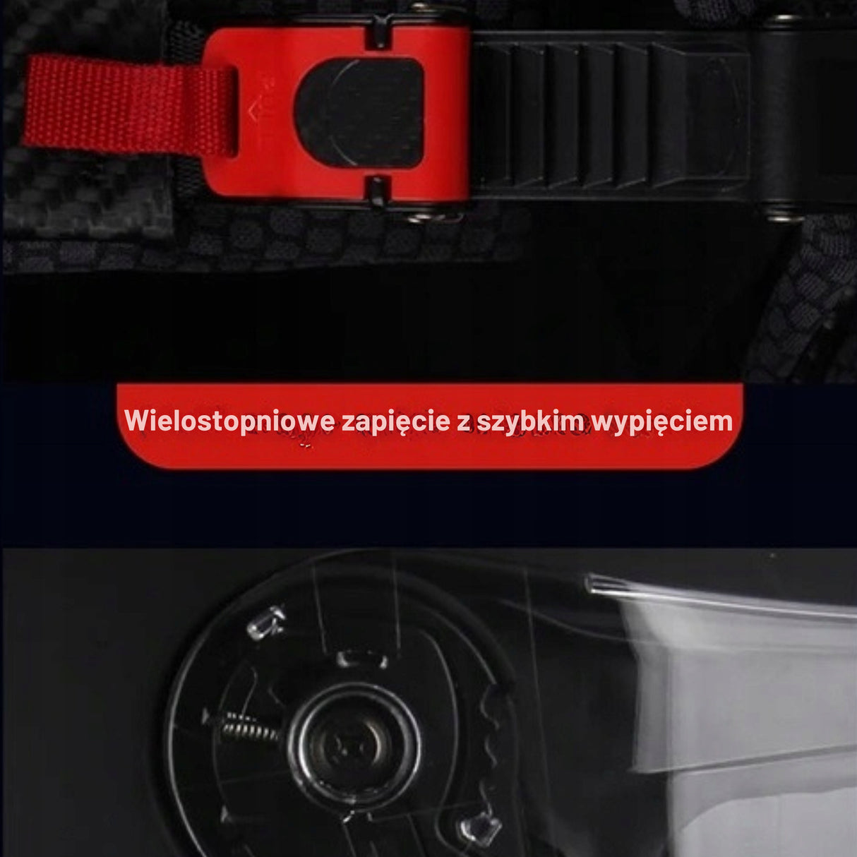 Kask Motocyklowy Szczękowy Czarny Podwójnie Przeciwsłoneczny Rozmiar L