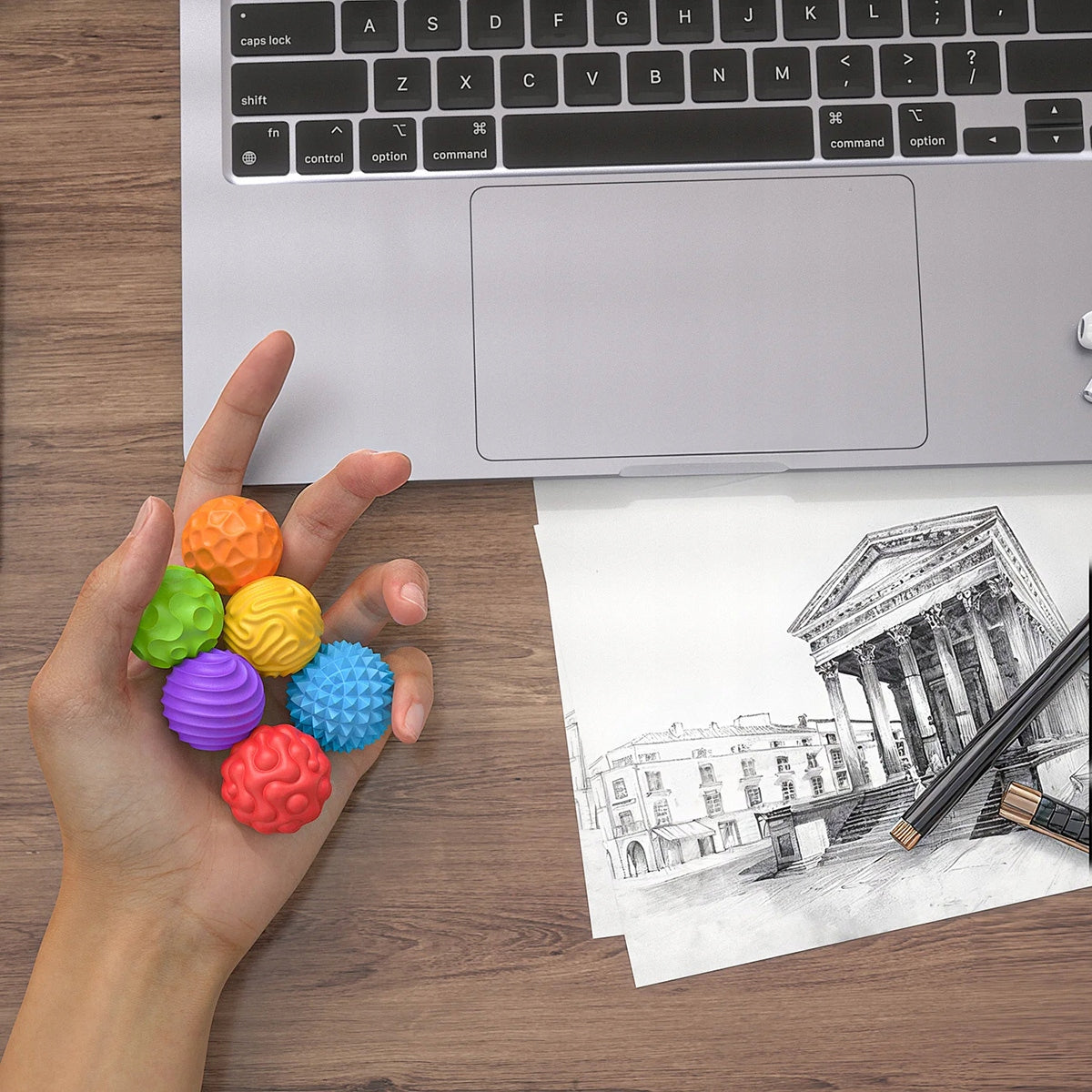 Kulki Antystresowe Sensoryczne Magnetyczne z Etui Wielokolorowe 6 Sztuk