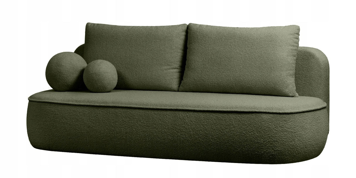 Sofa Zaokrąglony Kształt z Funkcją Spania Pojemnikiem Ciemnozielona 212x100