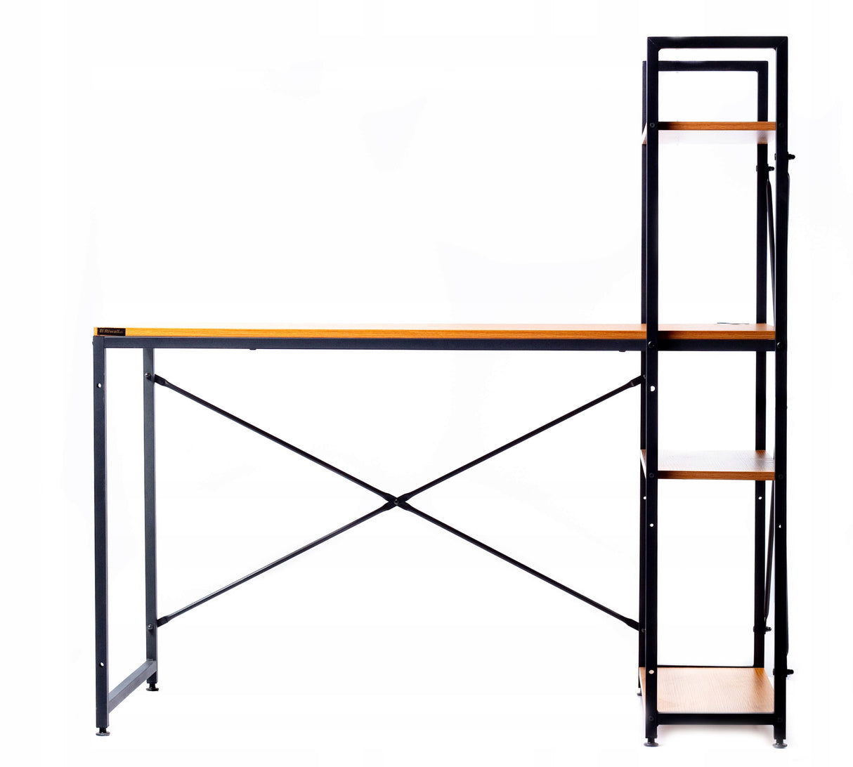 Biurko Komputerowe Loft z Półkami Drewniano-Metalowe 120x60 cm Dąb Miodowy