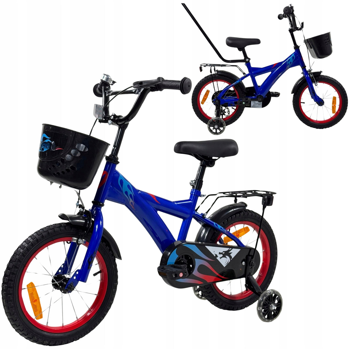 Rower Dziecięcy BMX Rowerek Prowadnik Świecące Boczne Koła WARIANT 14" Cali