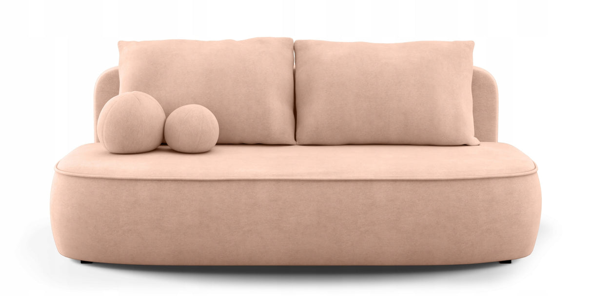 Sofa Zaokrąglony Kształt z Funkcją Spania Pojemnikiem Brzoskwiniowa 212x100