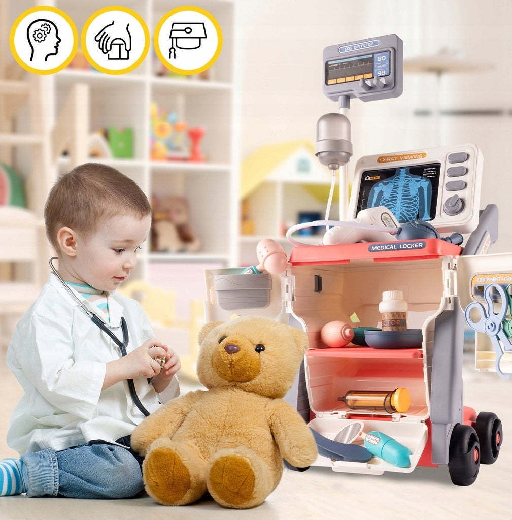 Zestaw Lekarski Akcesoria na Wózku Mały Lekarski EKG Akcesoria Duży Doktor