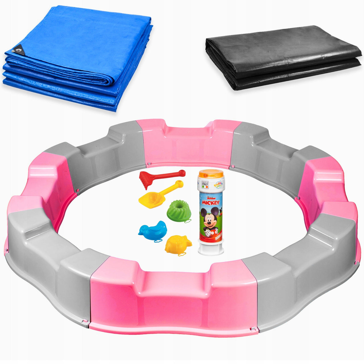 Duża Piaskownica Różowo Szara Plastikowa 12m + GRATIS + Dł 160Cm
