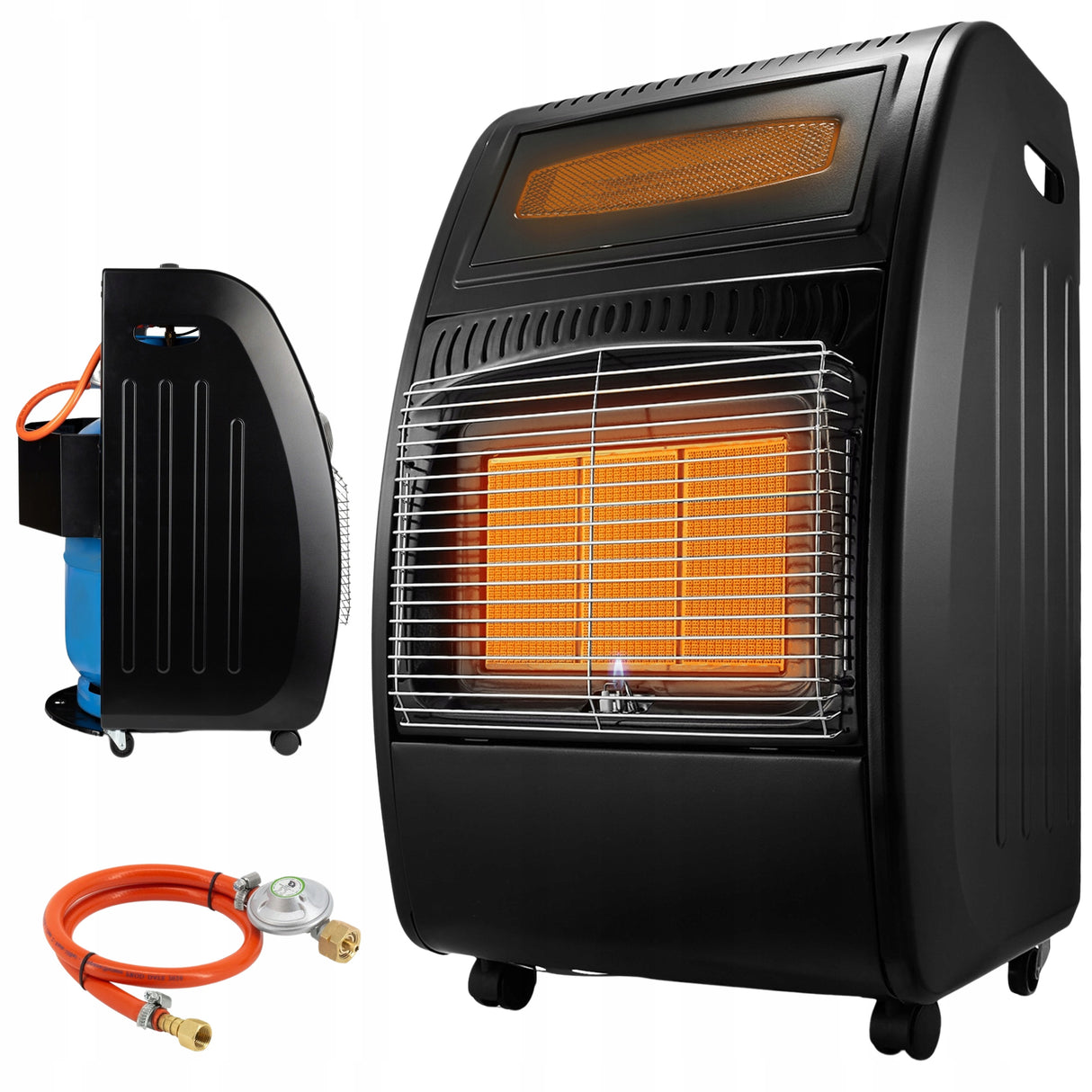 Grzejnik Gazowy na Butle Piecyk Farelka Reduktor Gaz LPG Czarny 2w1 5700W
