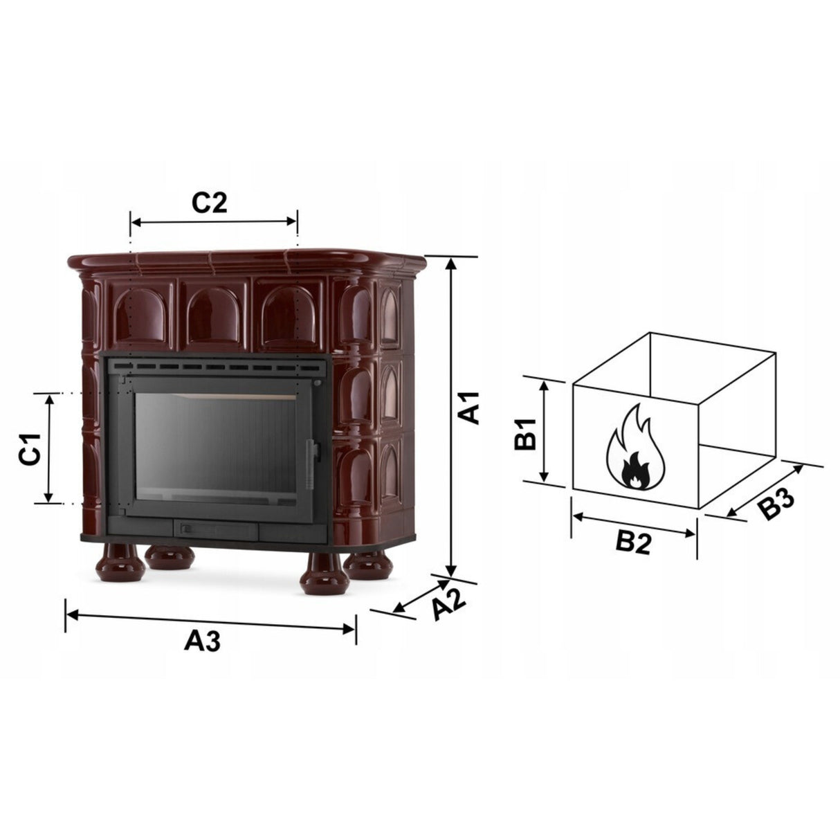 Piecyk Kominek Kaflowy Piec Koza Żeliwny BROWN 13kW Stalowy Ceramiczny
