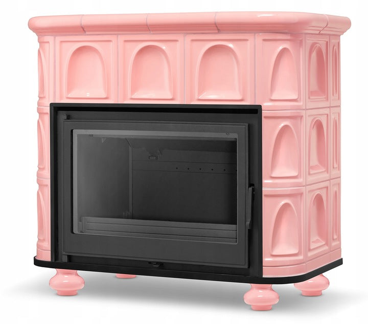 Piec Kaflowy Koza Żeliwny Kominek Barbie Pink Różowy Ceramiczny Stalowy