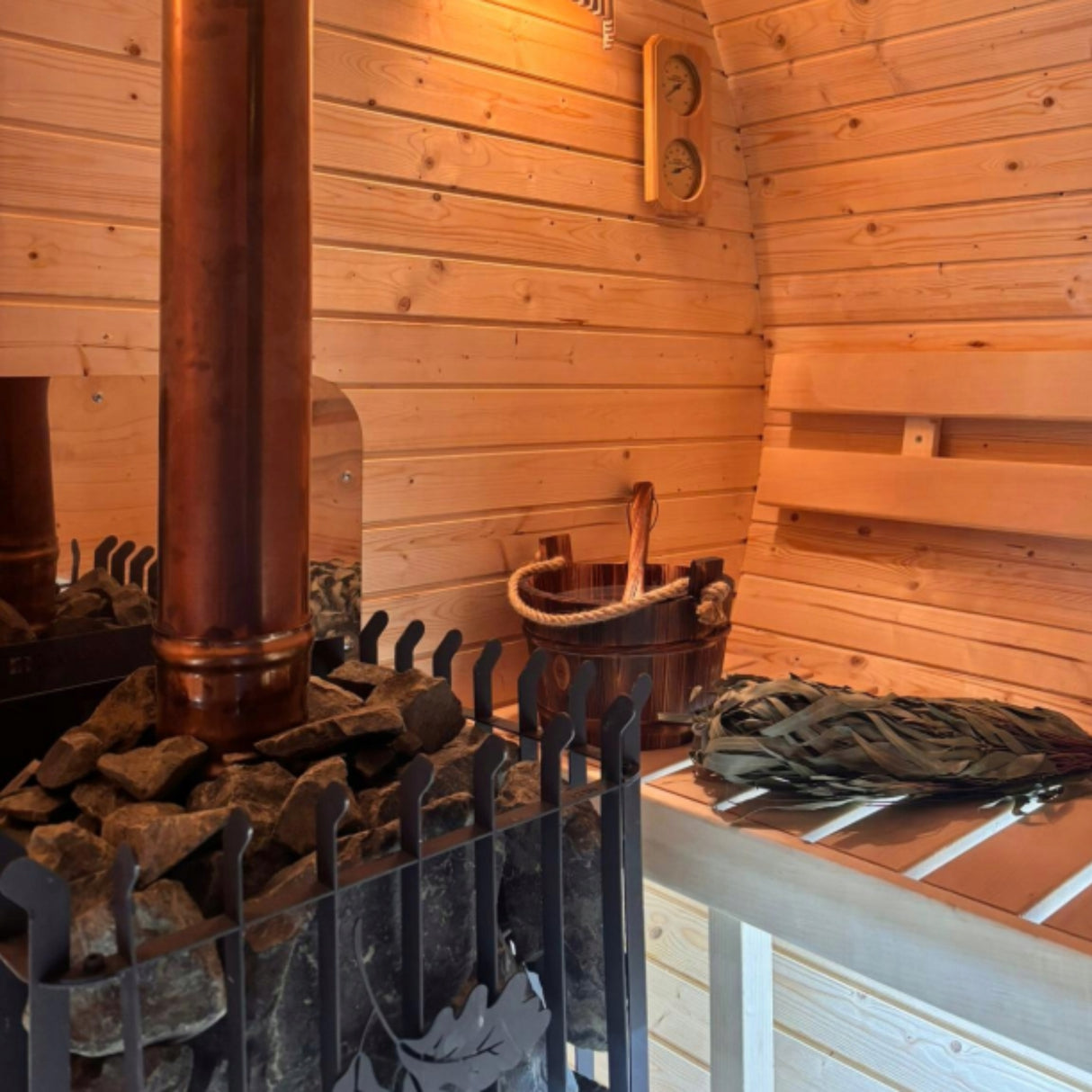 Sauna Ogrodowa Beczka 180 cm z Piecem na Drewno do Samodzielnego Montażu