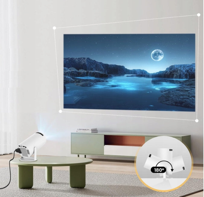 PROJEKTOR RZUTNIK ANDROID TV WIFI FULL HD PRZENOŚNY SMART GŁOŚNIK OBROTOWY