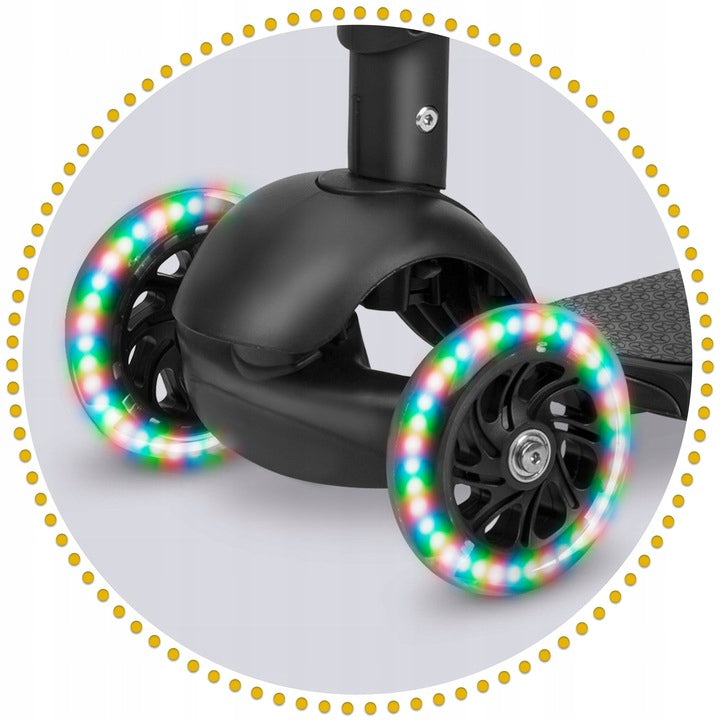 Hulajnoga Dla Dzieci Trójnoga Trójkołowa Jeździk 3w1 Balansowa Black LED