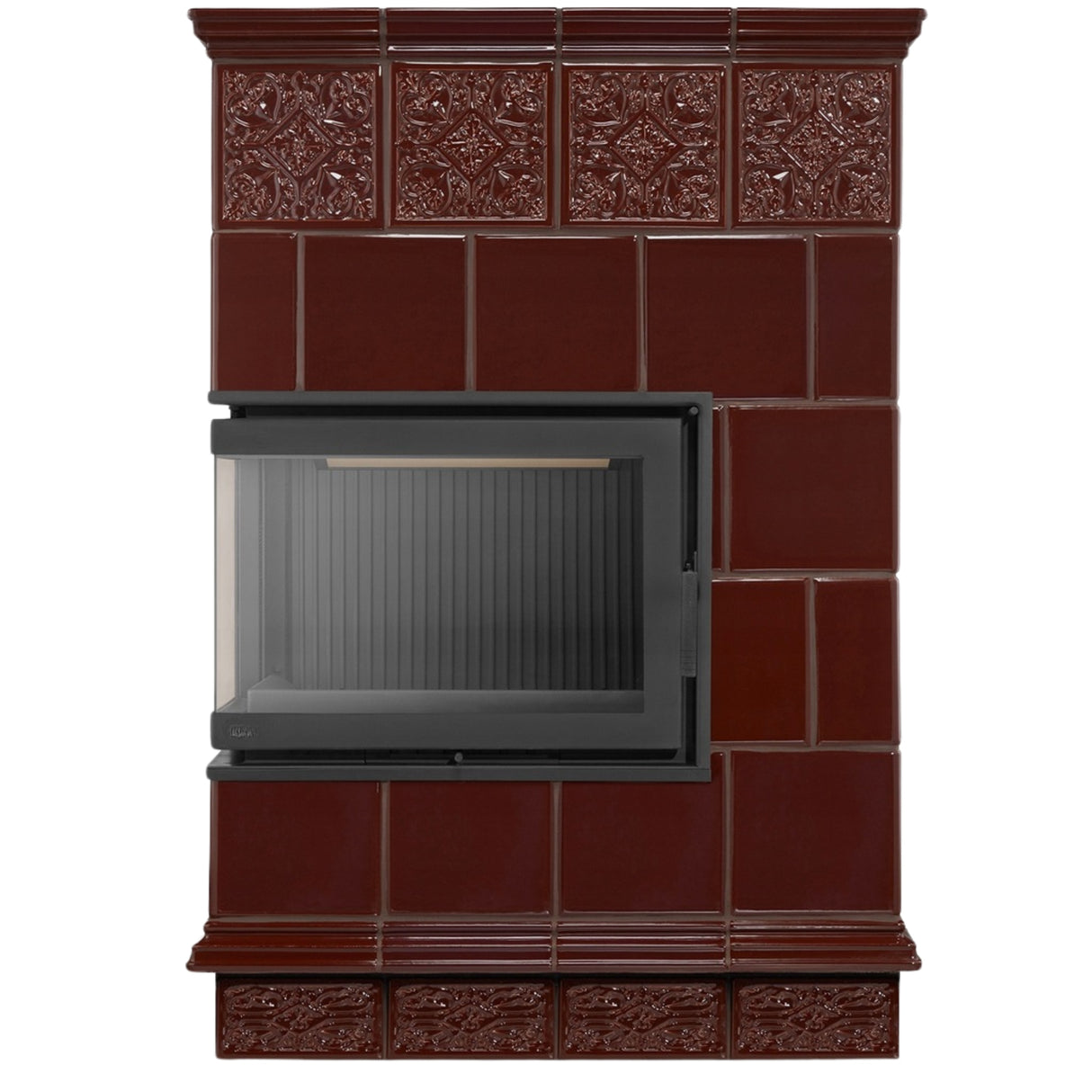 Piec Kominek Koza Ceramiczny Kaflowy Narożny 14kW Brąz Obudowa Kominkowa