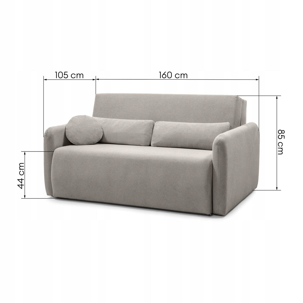 Sofa Rozkładana z Funkcją Spania i Pojemnikiem Beżowoszara 160x105/192 cm