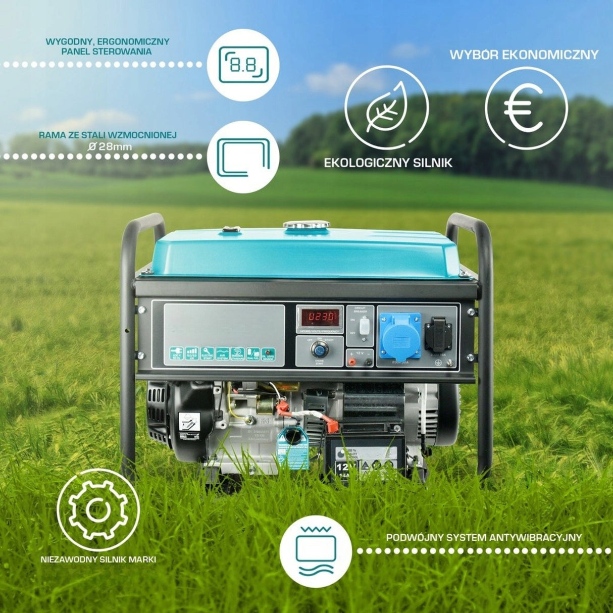 Agregat Prądotwórczy DUAL FUEL 6500W Gaz Benzyna Jednofazowy 230V