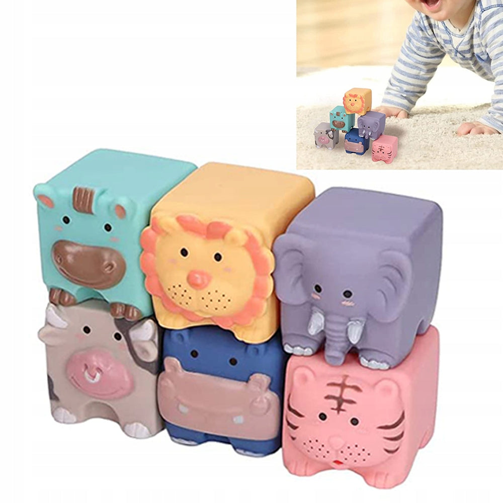 Miękkie Kreatywne Klocki Sensoryczne Gryzaki Zwierzątka 12szt dla Niemowląt