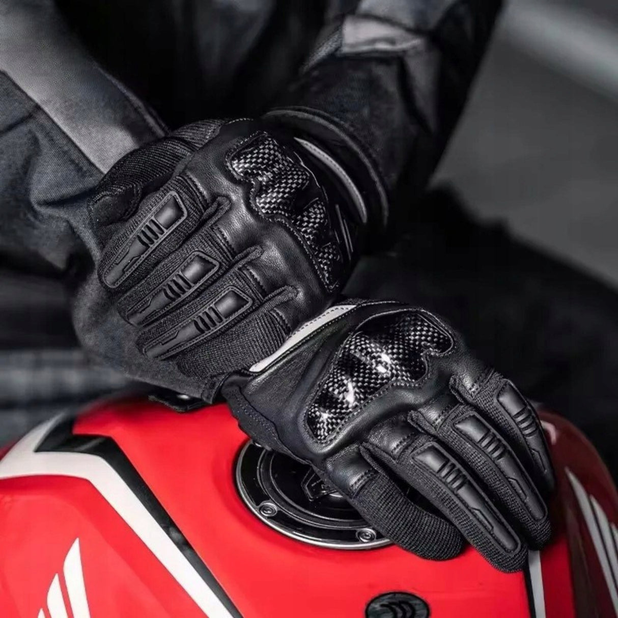 Rękawice Motocyklowe Wyścigowe z Pełnymi Palcami Czterosezonowe na Rower L