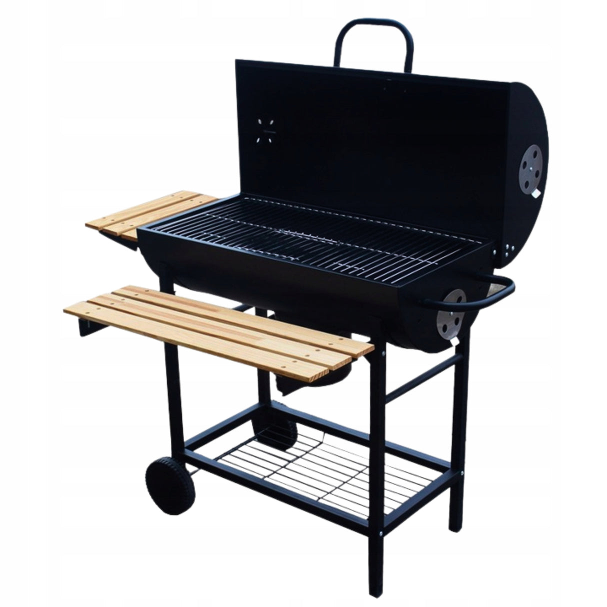 Grill Węglowy Ogrodowy Popielnik Pokrowiec 71 x 36 cm 3 Ruszty Termometr