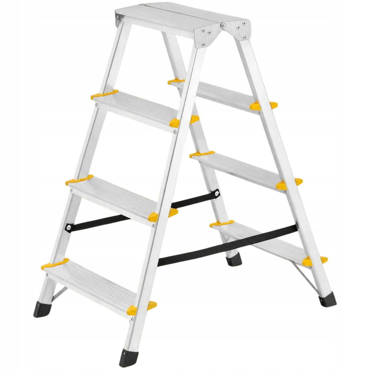 Drabina Domowa Aluminiowa Dwustronna Składana Taboret do 278 cm 2x4 Stopnie