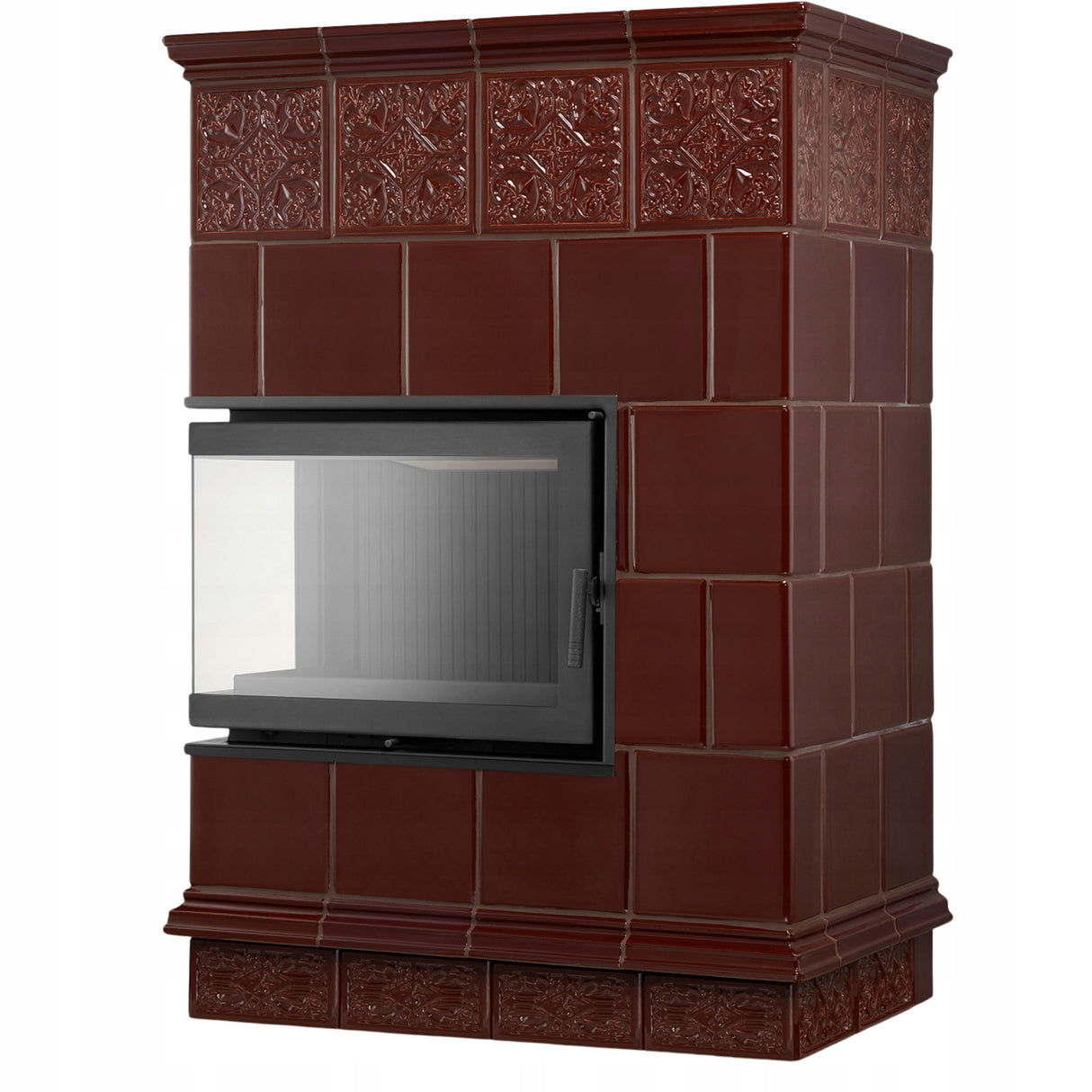 Piec Kominek Koza Ceramiczny Kaflowy Narożny 14kW Brąz Obudowa Kominkowa